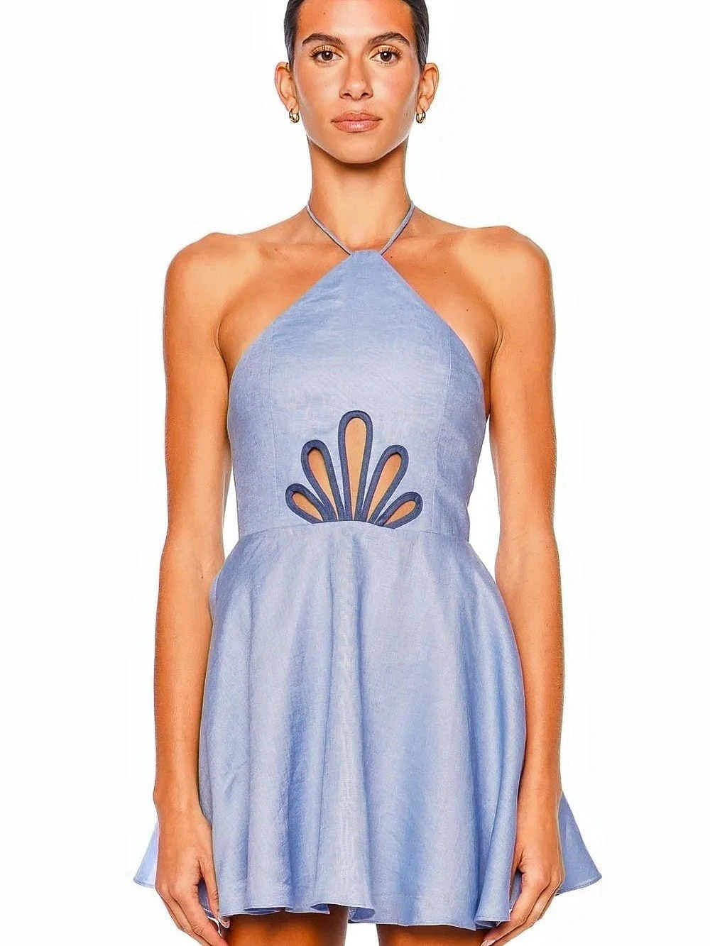Azulu Perlia Dress Halter Mini Blue XS NWT